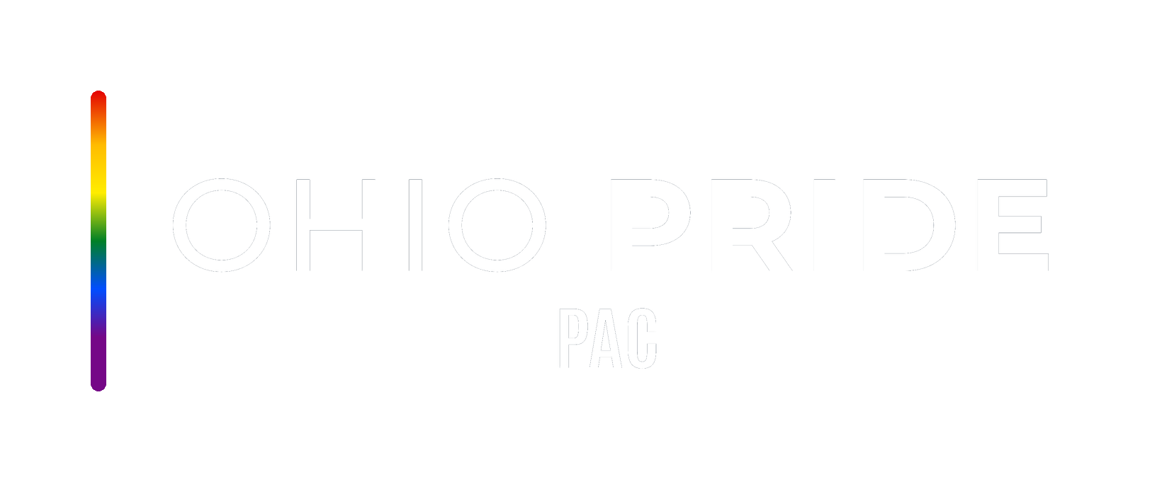 Endorsed by Ohio Pride PAC badge, all white for dark backgrounds