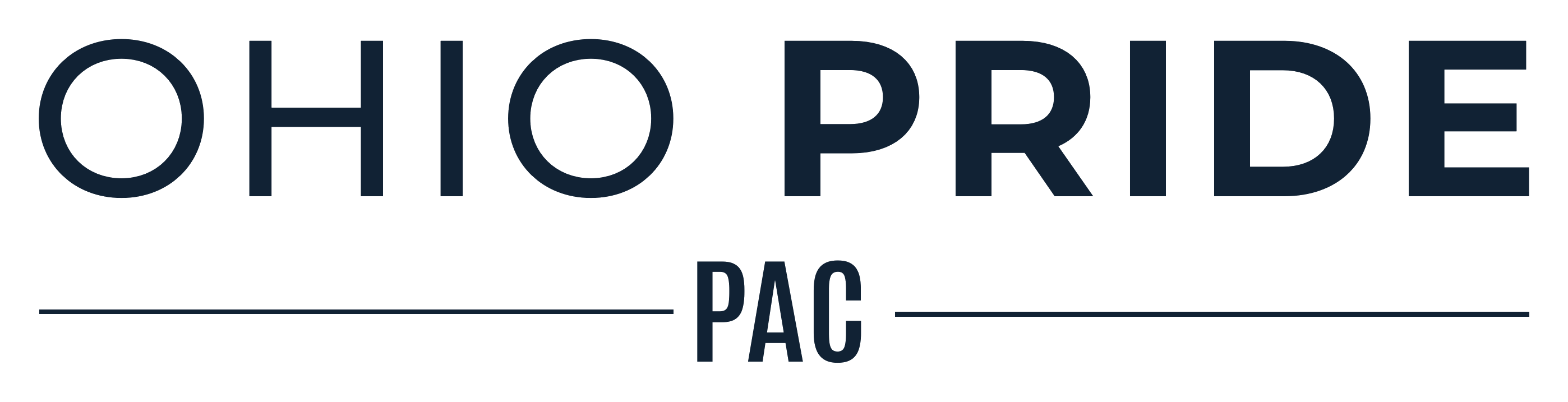 Ohio Pride PAC wordmark, mono navy on white